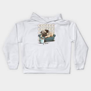 Pug With Coffee Kids Hoodie